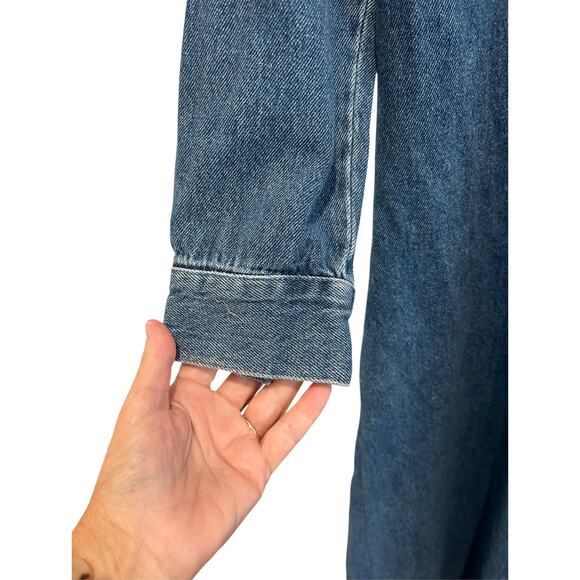 NWT ZARA The Tilda Denim Dress Size L Retro V Neck MIDI Jean - Picture 4 of 9